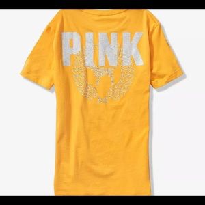 Victoria’s Secret Pink Yellow Campus tee bling
